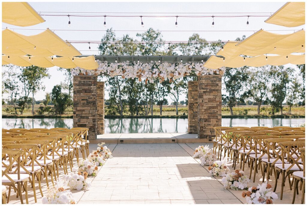 Detail photo of a wedding ceremony with no guests.